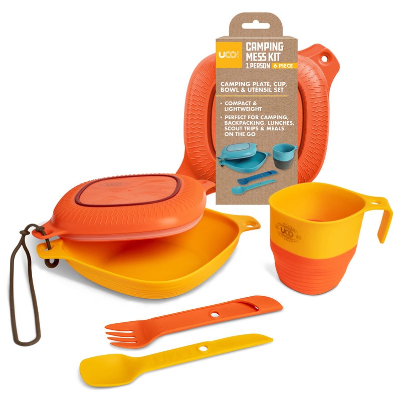 UCO 6-Piece Camping Mess Kit with Bowl, Plate, Collapsible Cup, and Switch Camping Spork - Image 1